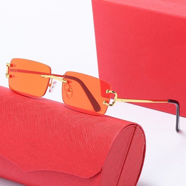 Luxury Woman Designer Sunglasses Mens Vintage Rimless Carter Glasses Big Rectangle Frame Driving Fishing Retro Shade Man Green Polarize Lunettes Mens Eyeglasses