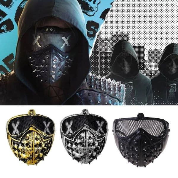 Halloween Punk Devil Anime Half Face Mask Plastic Rivets Metallic Color Ghost Masquerade Death Cosplay Costume Stage Mascara De Media Cara De Anime Del Punk