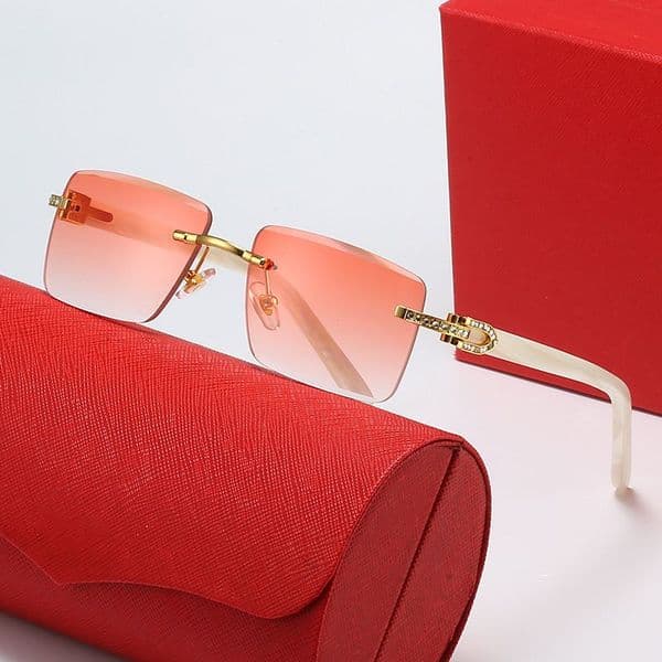 Diamond Designer Sunglasses for Women Eyeglasses Fashion Luxury Polarized UV Protection Brand Oversize Woman Goggle Wrap Driving Beach Buffalo Horn Glasses