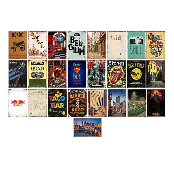 Metal Painting Color tin painting creative bar cafe decoration personality wall painting 20x30cm hanging paintings