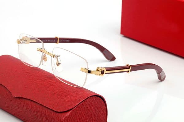 Fashion Women Designer Sunglasses Mens Rimless Square Sunglasses Womens Man Vintage Brand Luxury Buffalo Texture Mirror Driving Sun Glasses Eyeglasses Lunettes
