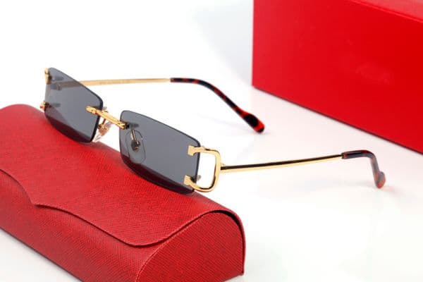 Mens Designer Glasses Sunglasses for Women Oversized Carti Rectangle Sun Glasses Rimless Woman Polarize Eyewear Fashion Green Black Eyeglasses Lunette Oculo