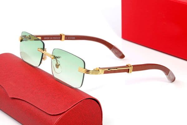 Luxury Mens Designer Sunglasses Lovers Unisex Buffalo Horn Glasses Shade Man Women Rimless Sun Glasses Silver Gold Metal Frame Carti Eyewear Eyeglasses Lunettes