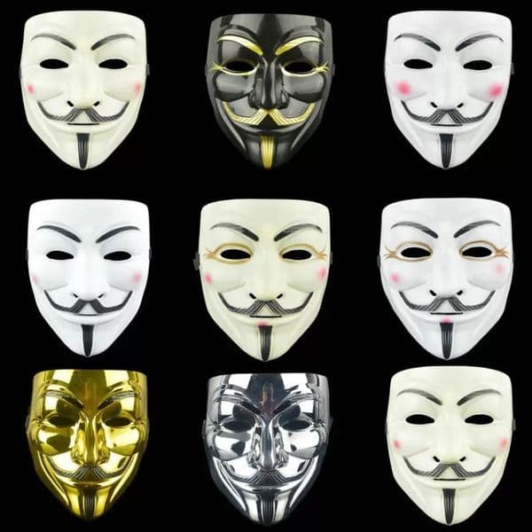 9 Style V Mask Masquerade Masks For Vendetta Anonymous Valentine Ball Party Decoration Full Face Halloween Scary Cosplay Party Mask FY7966 P0924
