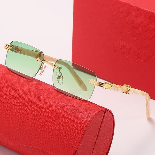 Mens Designer Sunglasses Woman Retro Vintage Eyeglasses Frameless Metal White Wooden Buffalo Horn Glasses Frames Women Eyewear Fashion lunettes de soleil homme