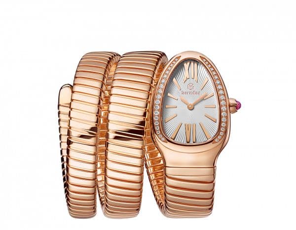 Fashion Ladies Serpentine Stainless Steel Watch with Unique Shape Inlaid Diamonds - Party Wear