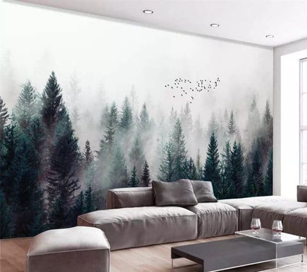 Wallpapers beibehang Custom wallpaper 3d p o mural modern fresh fog forest cloud bird Nordic sofa background wall papers home decor 220927
