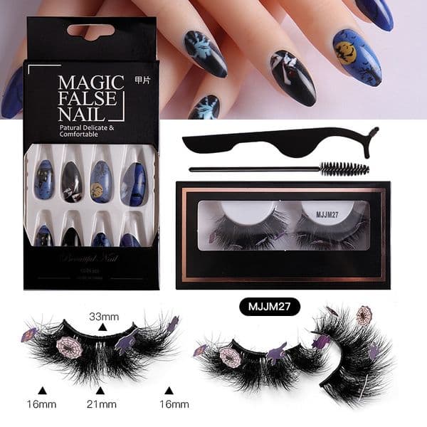 Thick Curly Crisscross False Eyelashes & Fake Nail Set Reusable Hand Made Multilayer Fake Lashes for Halloween Party 14 Models Available Easy to Wear DHL