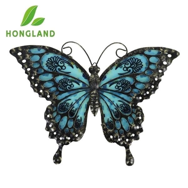 Garden Decorations HONGLAND Metal Butterfly Wall Art for Home Decoration Sculpture Statue Outdoor Indoor Ornaments of Living Room Bedroom 220928