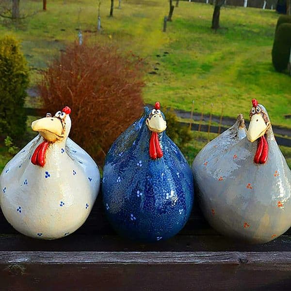 Decorative Objects Figurines Decor Chicken Garden Statues Fence Sitting Hen Sculpture Outdoor Cabin Decor Indoor Fun Art Garden Decoration Accessories 220928
