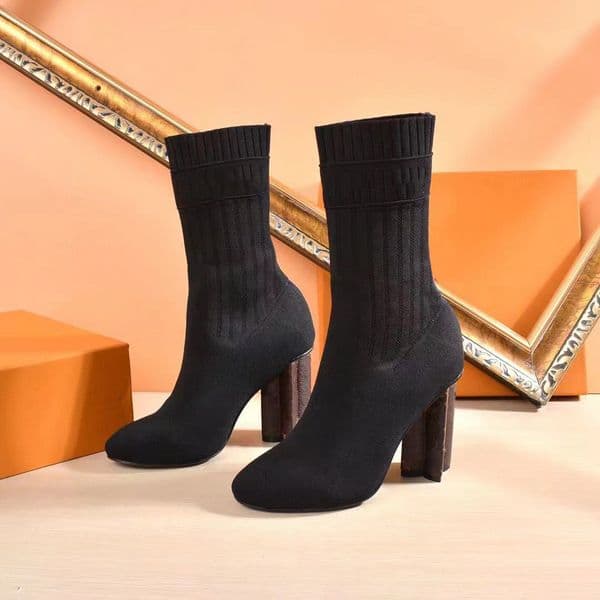 Heeled Heel Boots Elastic Boot Women Shoes High Heels Autumn Winter Socks Fashion Sexy Knitted Designer Alphabetic Lady Letter Thick Large Size 35-42 With dust bag