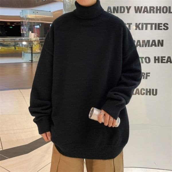 Mens Sweaters Knitted Warm Sweater Men Turtleneck Sweater Mens Loose Casual Pullovers Bottoming Shirt Autumn Winter Solid Color Pullovers 220929