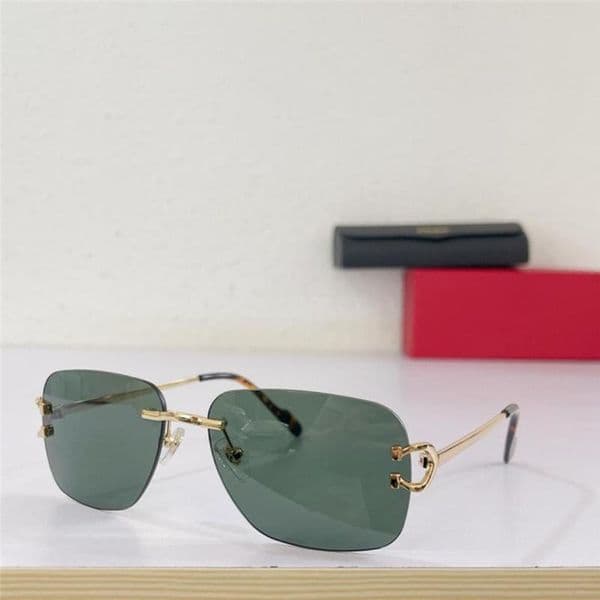 Signature C de Glasses Designer Sunglasses for Woman Mens Gold Frame Fashion Luxury Brand Panther Rimless Polarized Texture Mirror Frames Screw Eyeglasses