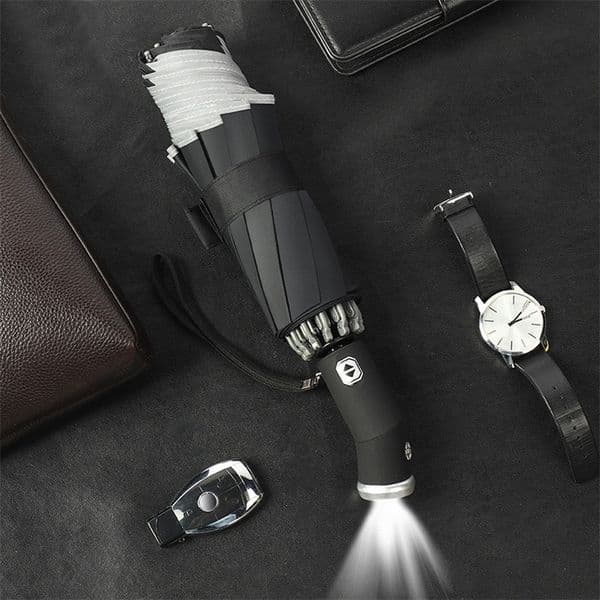 Umbrellas LED Flashlight Umbrella Reflective Stripe Reverse Automatic For Rain Sun Large Heat Insulation Parasol 220929