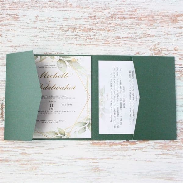 Greeting Cards Wed Invitation Save The Day DIY Invite Card Tri-Fold Pocket Personalized Text Printing Matte Pearl Paper Multi Colors 50 Sets 220930