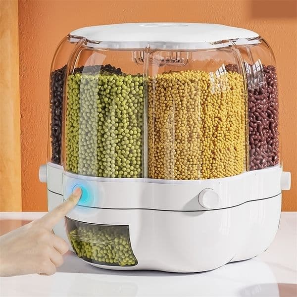 Storage Bottles Jars 360 degree rotating sealed rice bucket moisture-proof dispenser food container 220930