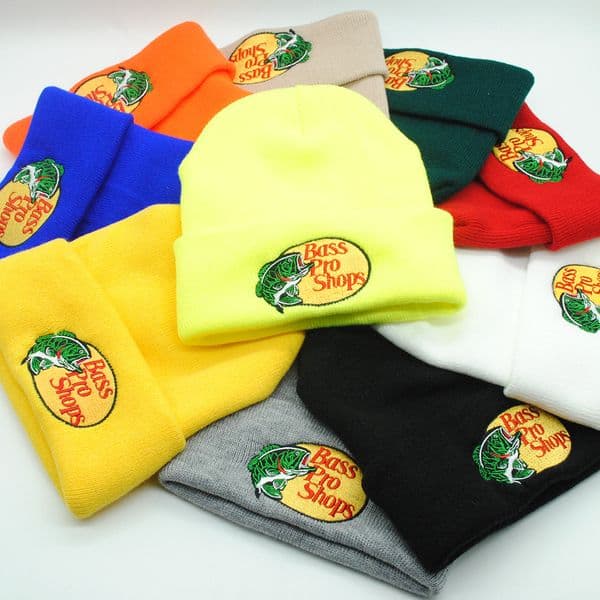 Bass Pro Shops Beanie Embroidered Knit Hat Solid Color Wool Outdoor Leisure Warm Hat