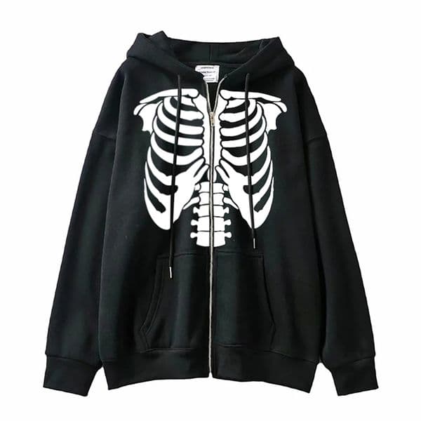 Women's Hoodies Sweatshirts Skeleton Zipper Hoodie Y2K Harajuku Long Sleeve Sweatshirt Skull Anime Men Women Jacket Gothic Loose Streetwear 220930