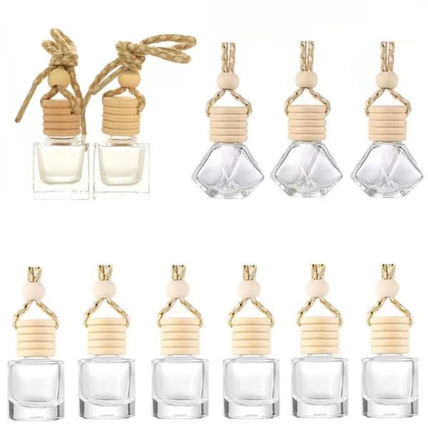 Car Perfume Cars Pendant Ornament Essential Oils Diffuser 12 Designs Air Freshener Fragrance Empty Glass Bottle B2