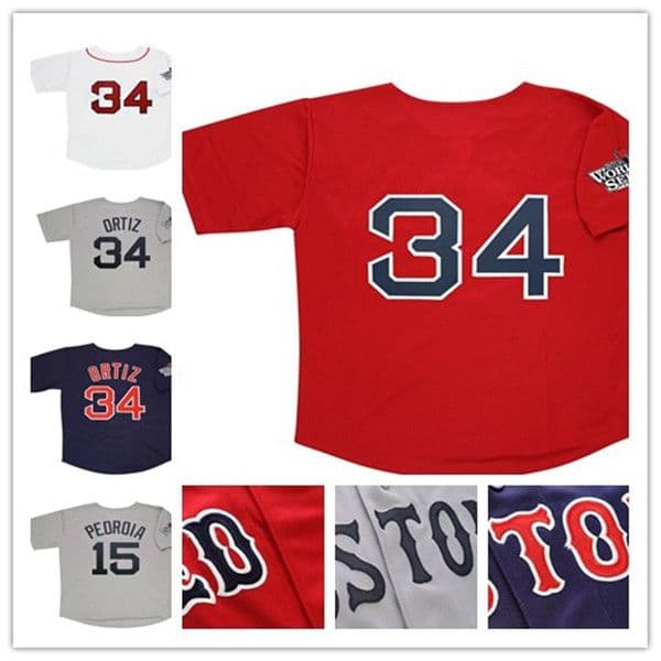 2013 Boston Vintage Baseball Jerseys 34 David Ortiz 15 Dustin Pedroia 18 Shane Victorino 7 Stephen Drew Xander Bogaerts Rafael Devers Verdugo Stitched Red White Grey