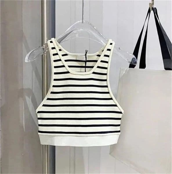 2026 New Women's Tanks Summer Stripe Fashion Sexy Crop Top Slim Tops O-Neck Sleeveless Workout Vest Ladies Good Quality Tank 5 Colors Free Shipping