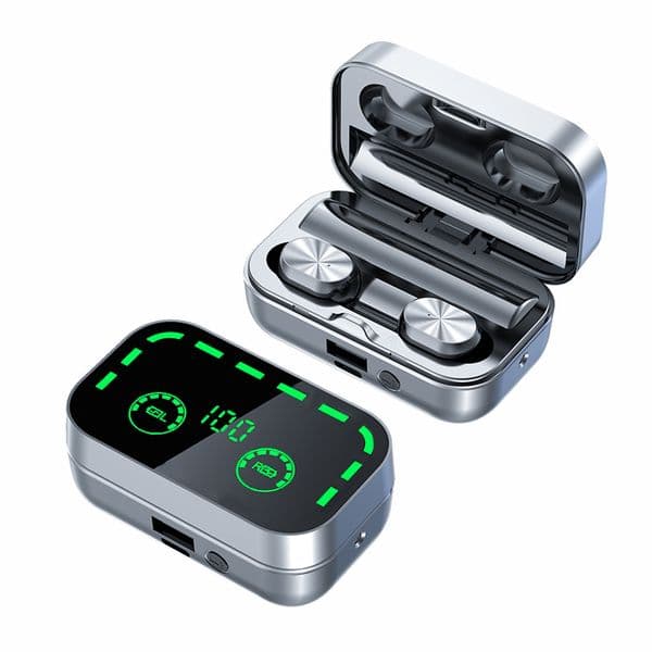 YD05 TWS Wireless Earbuds with LED Digital Display, Touch Control, Waterproof, Noise Cancellation, Gaming In-Ear Headphones - Black