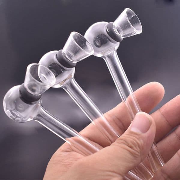 Wholesale double use mini 12cm glass tobacco pipe for smoking dry herb Detachable hand oil burner pipes