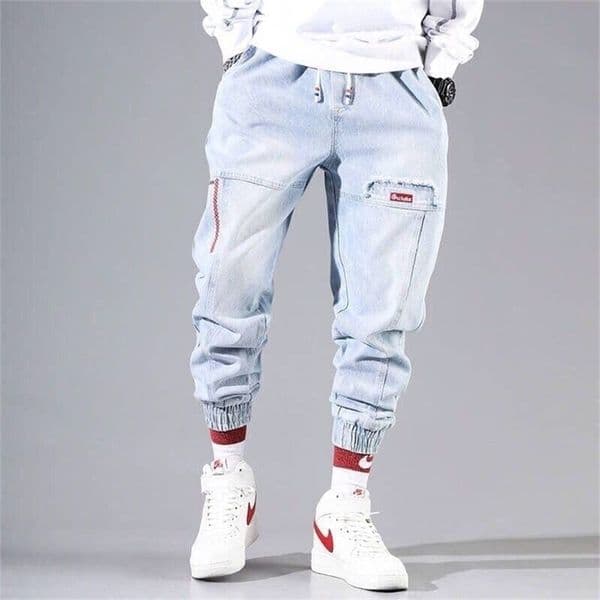 Men's Pants Streetwear Hip Hop Cargo jeans Elastic Harun pants Joggers Autumn and Winter 220827