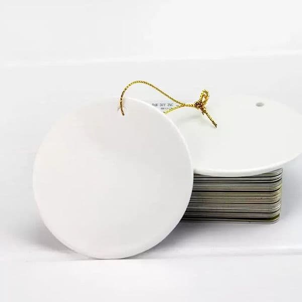 Ceramic Christmas Decorations 3 inch DIY Customized Print Round Circle Star Tree Belling Dress Heart Oval White Sublimation Blank