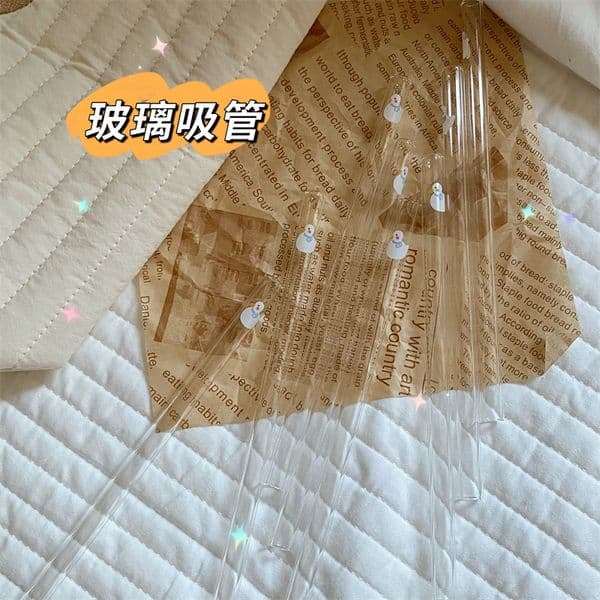 Drinking Straws Barware Cartoon Pattern Clear Glass Straw