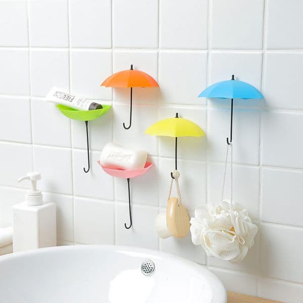 Creative Umbrella Shape Hook Colorful Key Hanger Holder Home Bedroom Wall Decoration Accessories Load Gancho En Forma De Paraguas