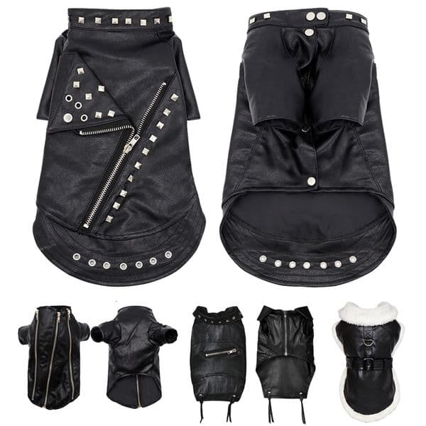 Dog Apparel Cool Leather Jacket Coat Warm Winter Pet Clothing Outfit French Bulldog Clothes Coats for Small Medium s 221202
