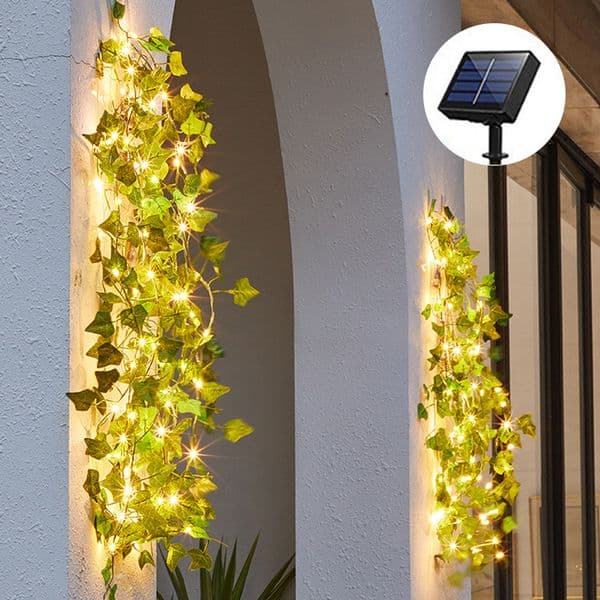 2026 New Garden Decorations Solar Ivy String Lights Artificial Vine Garland Fairy Green Leaf Light Outdoor For Party Decor Free Shipping