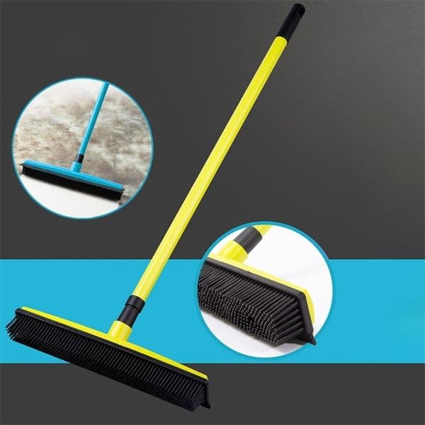 Brooms Dustpans Long Push Rubber Bristles Sweeper Squeegee Scratch Free Bristle for Pet Cat Dog Hair Carpet Hardwood Windows Clean 221202