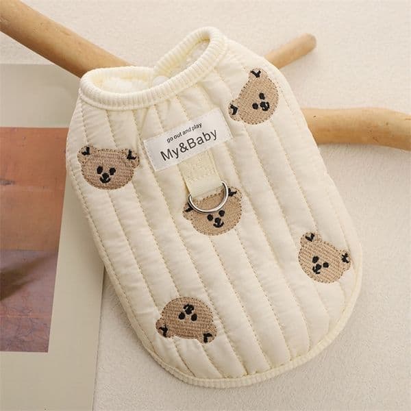 Dog Apparel Bear Vest Cotton Leash Pet Clothing s Coat for Clothes Costume French Bulldog Print Cute Autumn Winter White Boy Mascotas 221202