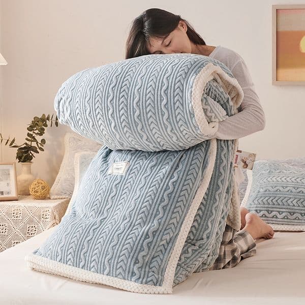 BlanketWinter Thick BlanketDouble Sided Solid Color Duvet Cover Adults Children Blanket Soft Warm Sofa Bedspread Quilt 221203