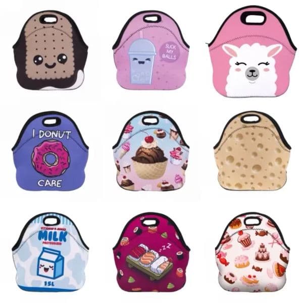 Thermal Insulated 3d Print Neoprene Lunch Bag for Man Women Kids Cooler Insulation Food Boxes wholesale