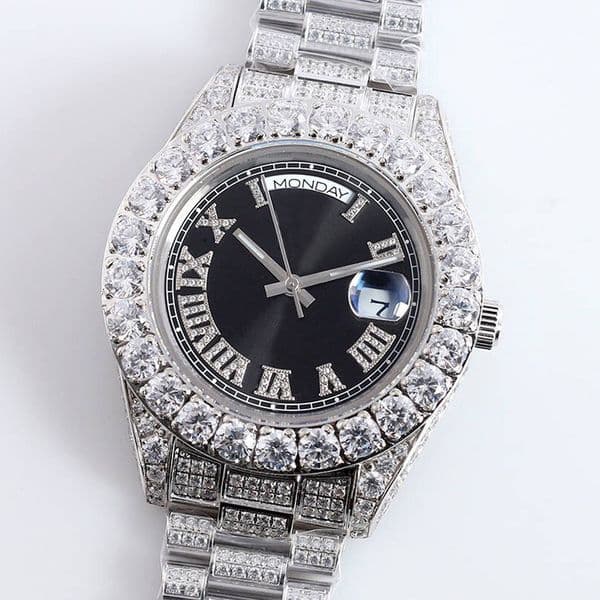 Diamond Watch Mens Automatic Mechanical Movement Watches Sapphire 43mm Stainless Steel Men Waterproof Wristband Montre De Luxe Business Wristwatches