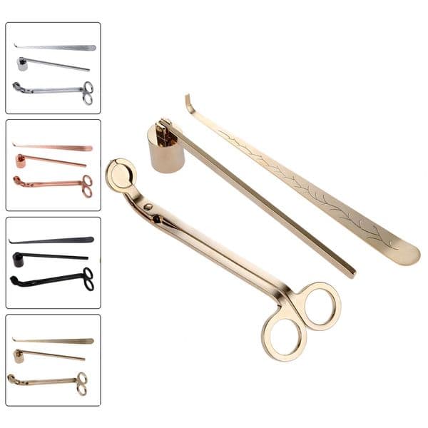 3Pcs/set Candle Snuffer Wick Trimmer Hook Stainless Steel Candle Accessories Gold/Black/Rose Gold/Silver Home Decoration P1207