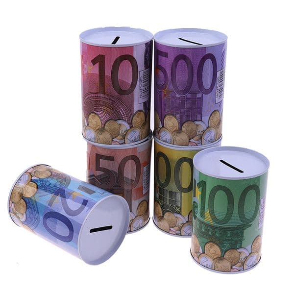 Storage Bottles Jars 1PCs Creative Tinplate Cylinder Piggy Bank Euro Dollar Picture Box Household Saving Money Home Decoration es 221206