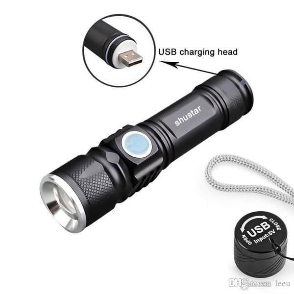 USB LED Flashlight Mini Torch Flash Light Pocket LED lamp Zoomable For Riding Outdoor Portable strong light