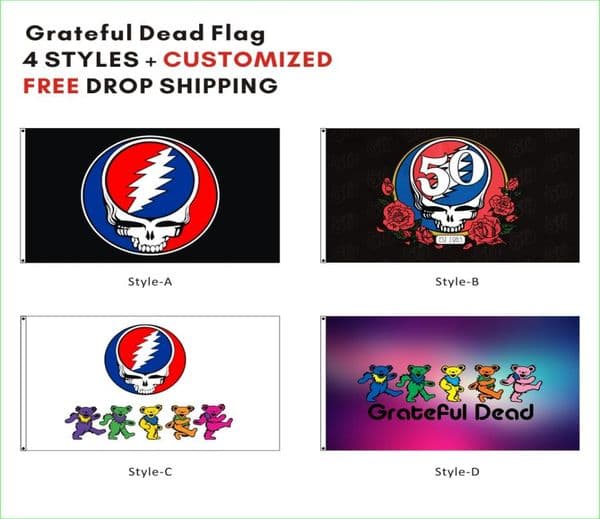 Custom Digital Print Popular Grateful Dead Dancing Bears Flag 3x5 Feet Indoor outdoor Rock Banner Decorative house Flags Banner710