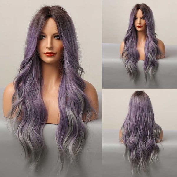 Synthetic Wigs Easihair Long Brown Ombre Synthetic Wig for Black Women Super Wavy s Cosplay Water Wave Heat Resistant 230227