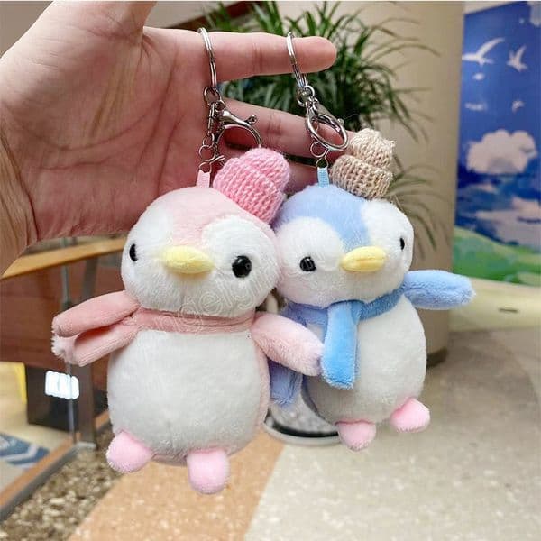 Cartoon Penguin Doll Keychain Cute Girls Backpack Keyring Kawaii Plush Toy Car Key chain for Kids Gift Women Plush Keychains