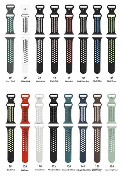 Straps Smart watch Replacement Compatible with iwatch 38/40/41mm 42/44/45/49mm Dual color Soft Silicone Wrist Bracelet Sport Band Strap for Apple Watch 8 7 6 5 i