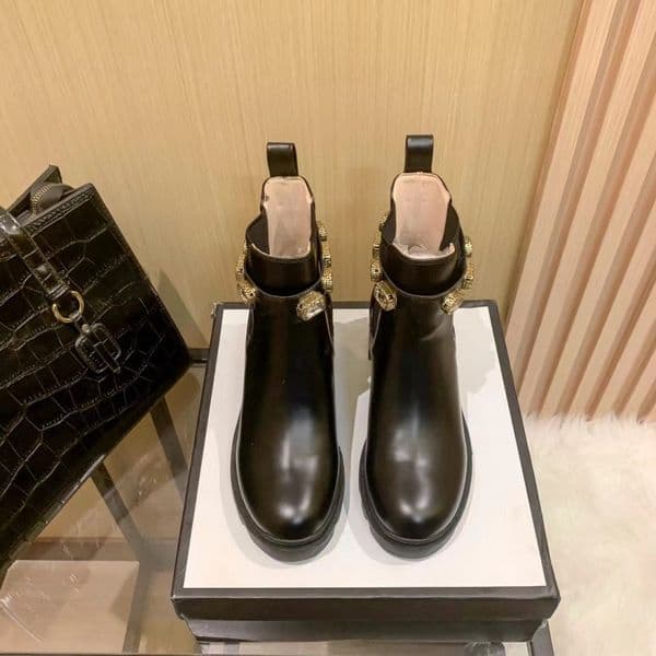 New Fashion Rhinestone Boots Luxury Designer Martin Boots Outdoor Non slip Snow Shoes Warm Rubber Sole High Heel Embroidered Leather 36-40