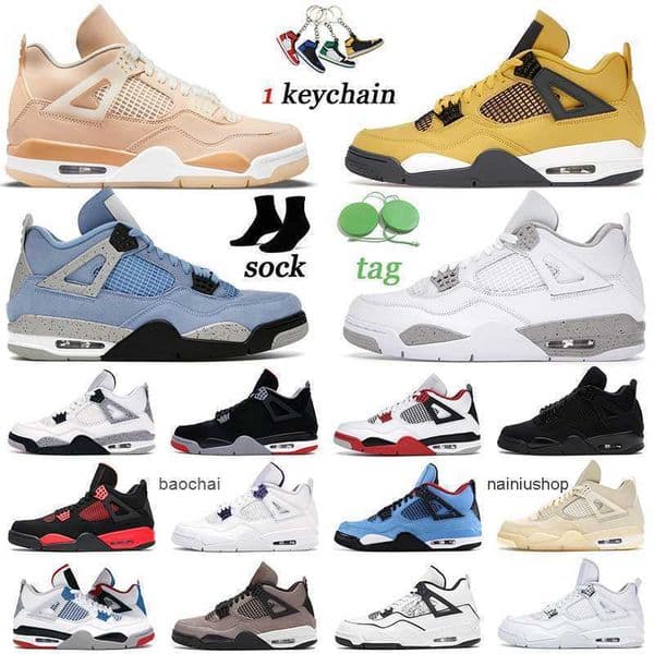 2026 Hotsale Sail Black Cat Oreo University Blue 4 4s Men Basketball Shoes Shimmer Taupe Haze Fire Red Bred DIY Cool Grey Womens Mens Trainers