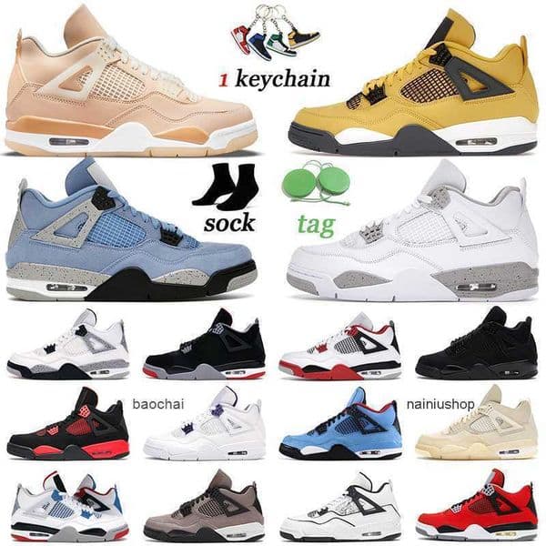 2026 Sail Black Cat Oreo University Blue 4 4s Men Basketball Shoes Shimmer Taupe Haze Fire Red Bred DIY Wings Womens Mens Trainers Sport Sneakers