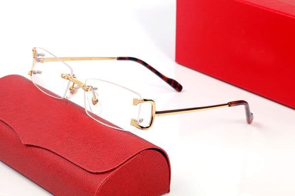 Fashion Sunglasses Frames Designer Sunglasses Womens Frameless Big Oversized Brand Glasses Optical Sunglass Rectangle Metal Frame female Mens Eyewear Lunettes