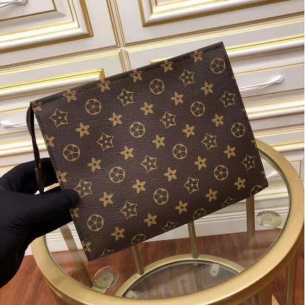Hi Quality Hand bag Travel Toiletry Pouch 26cm Protection Makeup Clutch Women Leather Waterproof Cosmetic Bag For Dust Bag louise wallet vutton Handbag viuton Bag